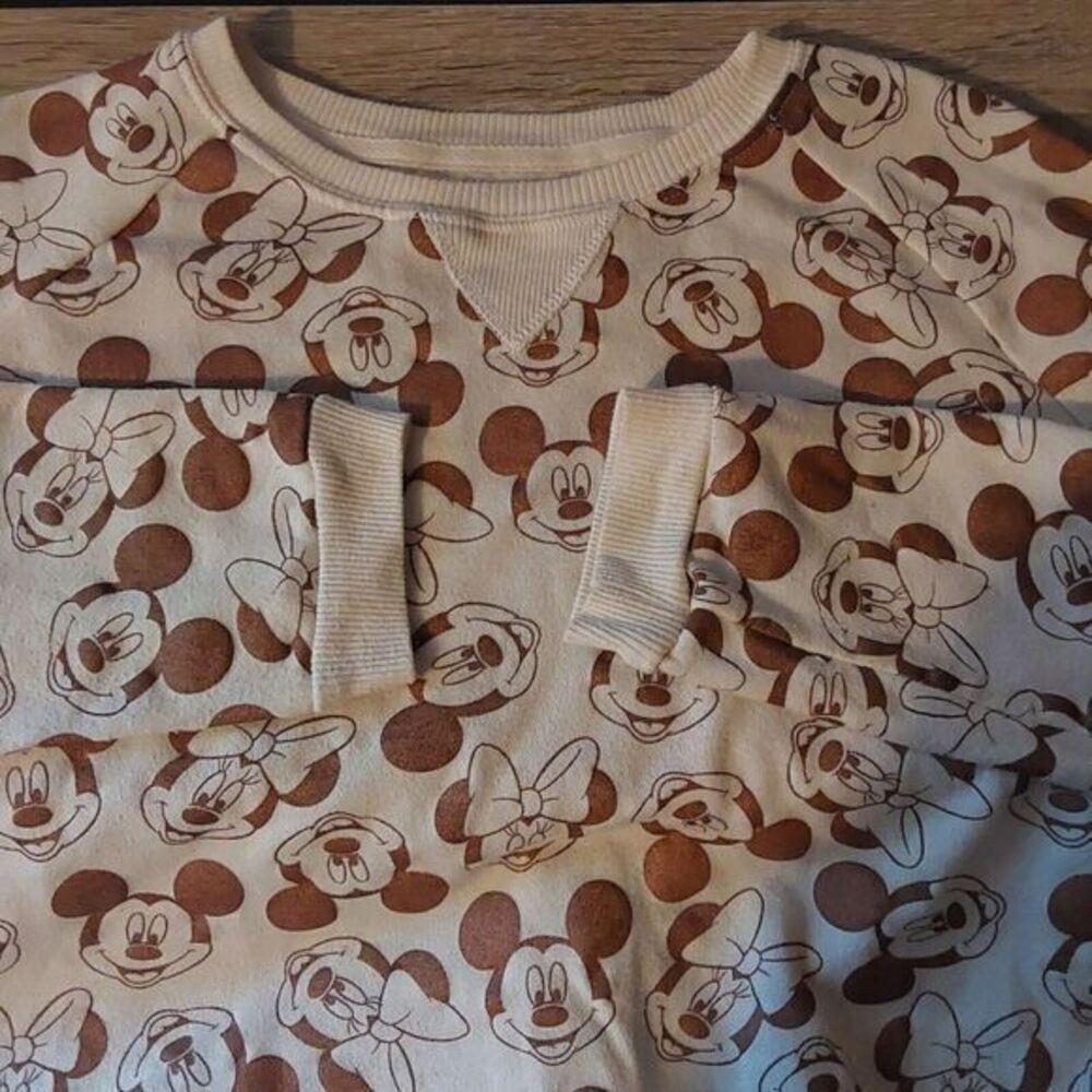Disney Mickey & Minnie Mouse All Over Graphic CrewNeck Pullover Sweatshirt 15-17 - Picture 2 of 8